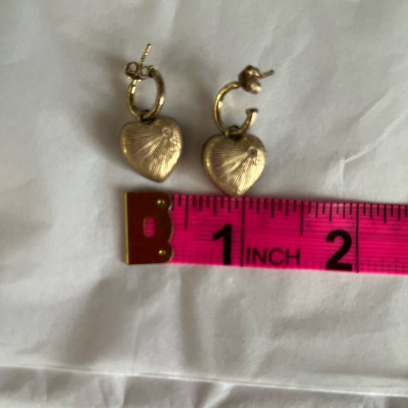 Coach - Gold & Brown Marbled Heart Hoop Drop Earrings - Picture 8 of 8